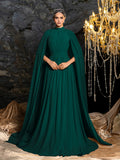 Elegantes Abendkleid aus Chiffon mit Stehkragen und Umhangärmeln