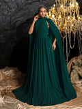 Elegantes Abendkleid aus Chiffon mit Stehkragen und Umhangärmeln