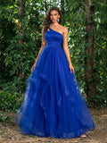 Elegant Tulle One Shoulder Asymmetrical Hem Prom Dress