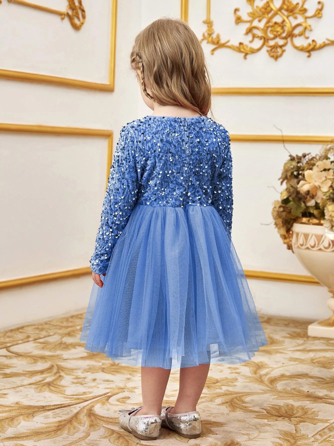 Young Girls' Cute Bow Front Long Sleeve Party Dress - Elonnashop