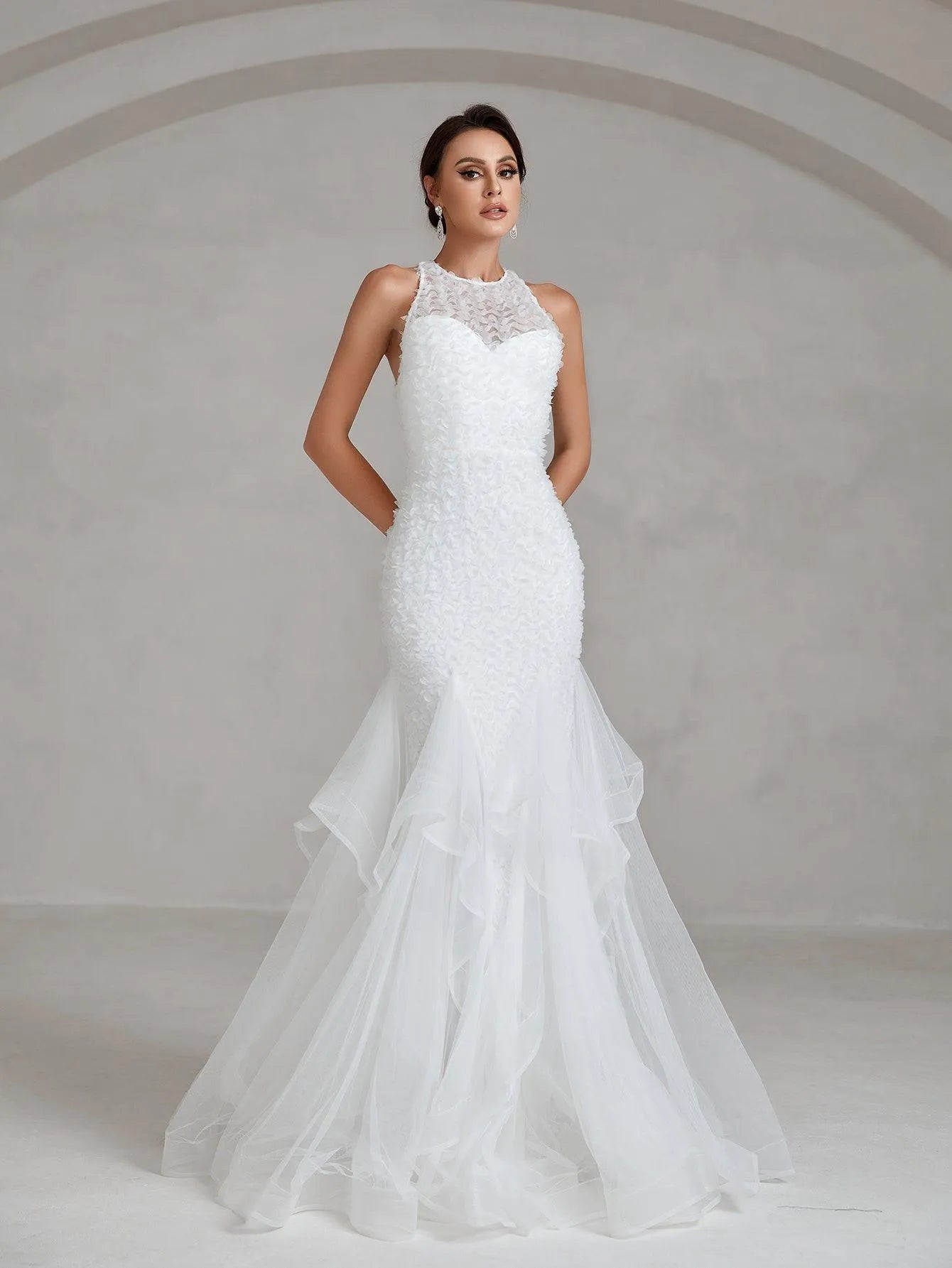 Majestic Lace Mermaid Wedding Dress - Elonnashop