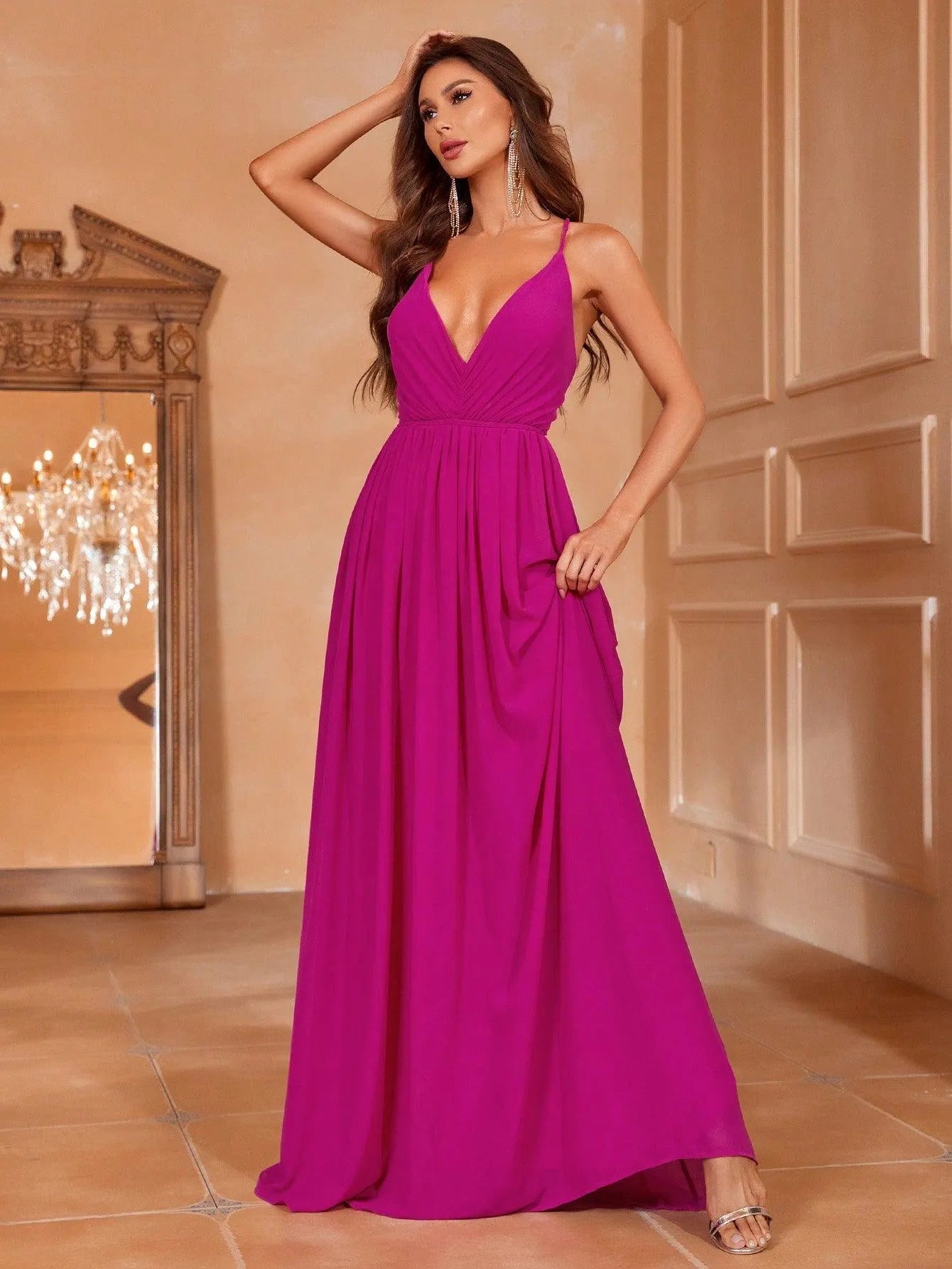 Elegant Chiffon Cami Party Dress - Elonnashop