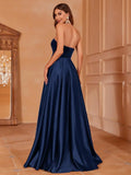 Velvet Bodice Contrast Satin Hem Tube Prom Dress - Elonnashop