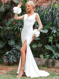 Elegant Split Thigh Mermaid Hem Wedding Dresses - Elonnashop