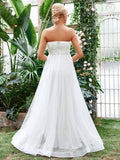 Ruched Waist Mesh Tube Wedding Dress - Elonnashop