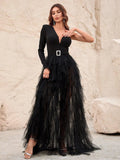 Sophisticated Elegance Asymmetrical Tulle Dress - Elonnashop