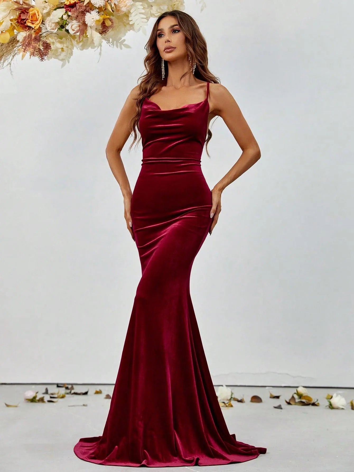 Classic Velvet Mermaid Cami Dress - Elonnashop