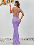 Elegant Back Lace Up Sequin Mermaid Dresses - Elonnashop