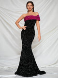 Elegant One Shoulder Sequin Mermaid Dresses - Elonnashop